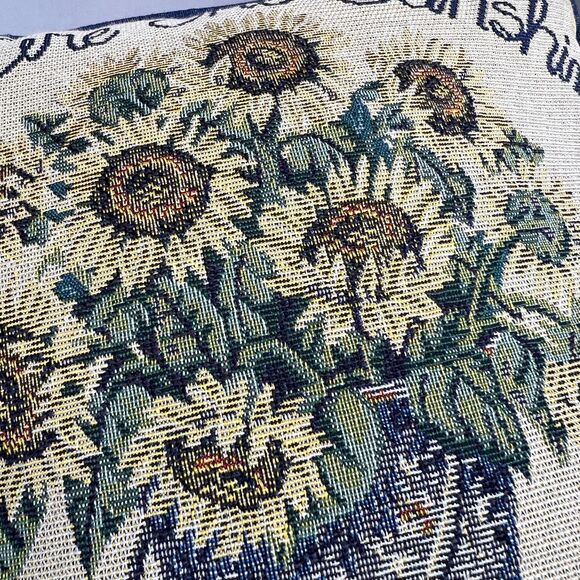 Sunflower Tapestry Pillow 12" x 12" You Are The Sunshine Of My Life Pillow Decor - Picture 6 of 8